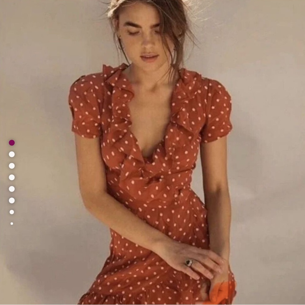 Realisation Par Valentina Puff Sleeve Wrap Dress in Rust
